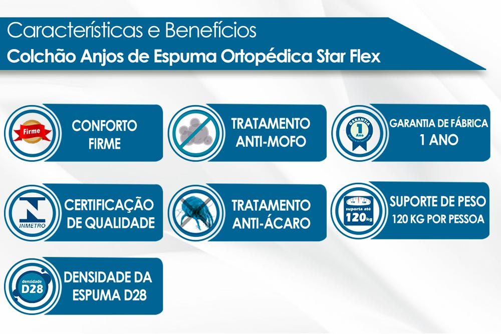 Conjunto-Colchão Anjos Espuma Ortopédica Star Flex+Cama Box