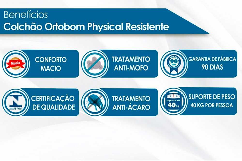 Cama Box: Colchão Espuma Ortobom Physical Resistente + Base CRC Courano White