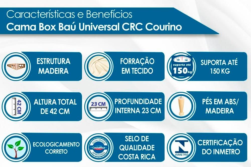 Conjunto Box - Colchão Anjos Molas Superlastic Classic + Cama Box Baú Universal CRC  Courano Preto