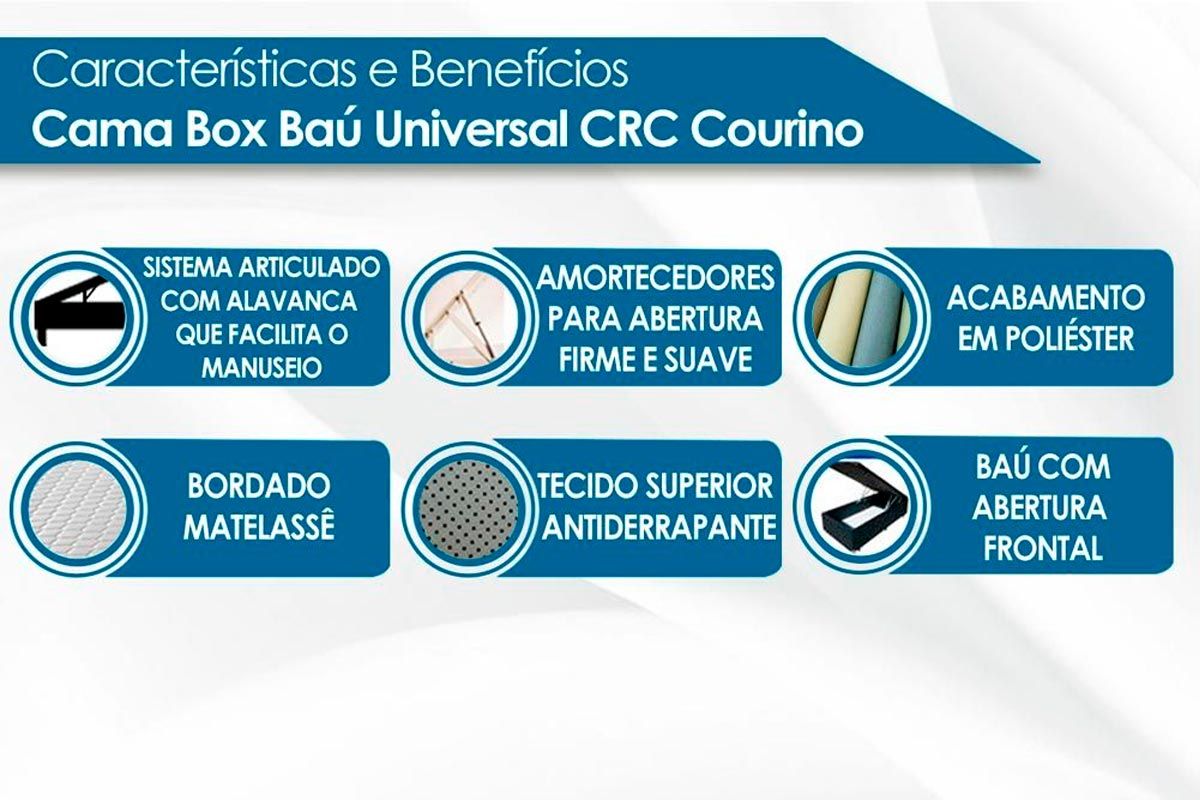 Conjunto Box - Colchão Anjos Molas Superlastic Classic + Cama Box Baú Universal CRC  Courano Preto