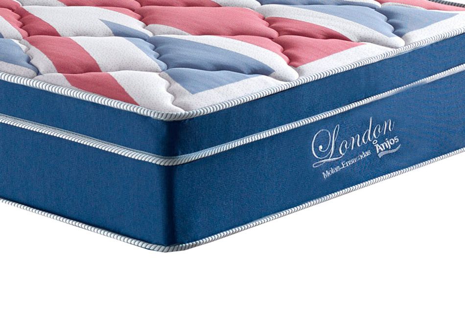Conjunto Cama Box - Colchão Anjos de Molas Ensacadas London Euro Pillow + Cama Box Universal Courano Branco