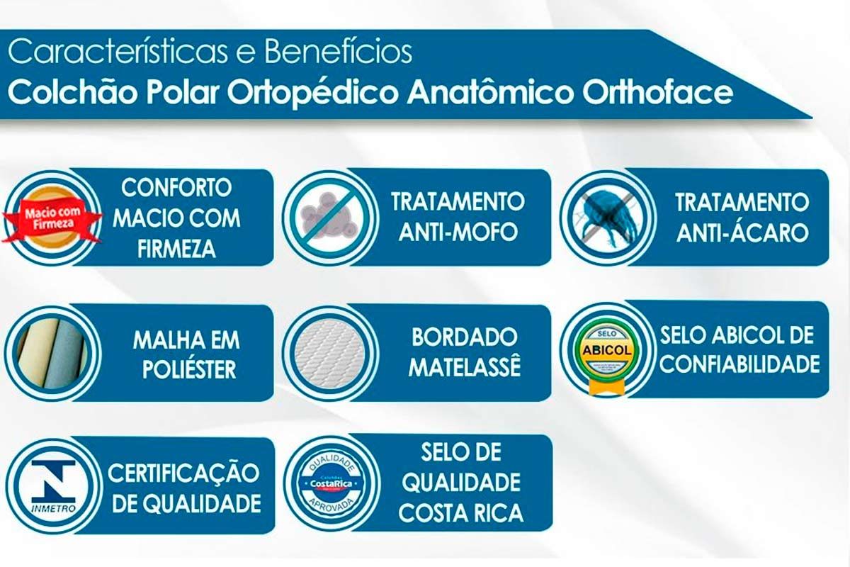 Conjunto Cama Box-Colchão Ortopédico Polar Espuma Orthoface