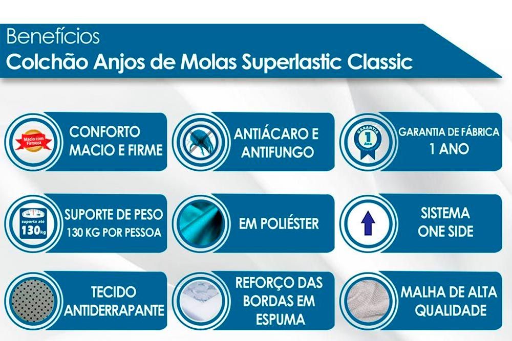 Conjunto Box - Colchão Anjos Molas Superlastic Classic + Cama Box Universal CRC Courano Marrom
