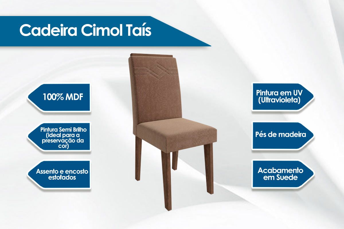 Cadeira Cimol Taís (4 Unidades)-Madeira