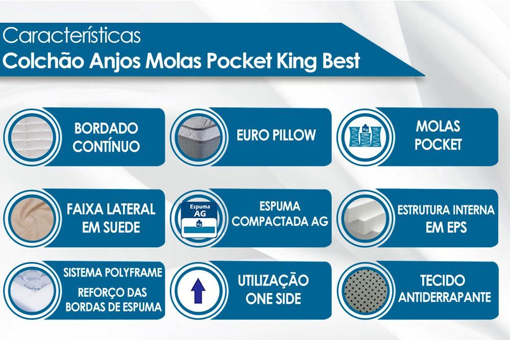 Conjunto Box - Colchão Anjos Molas Ensacadas MasterPocket King Best + Cama Box Universal CRC Camurça Bege