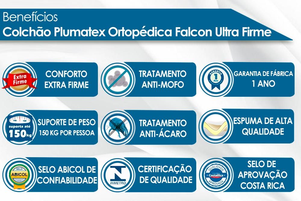 Conjunto Box: Colchão Plumatex Falcon Ultra Firme+Box Black