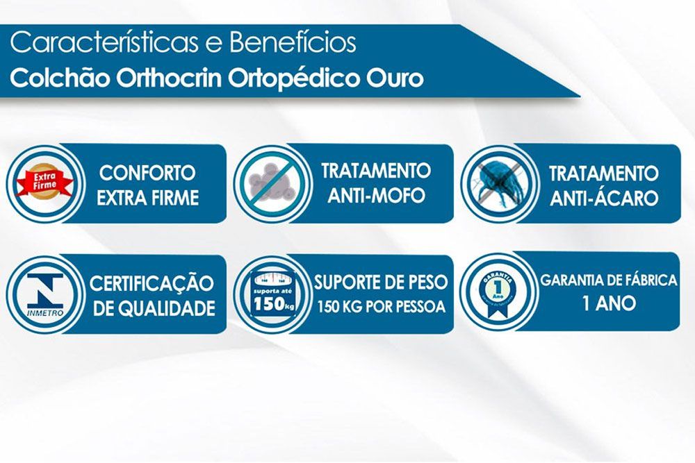 Conjunto Baú c/ Auxiliar+Colchão Orthocrin Ortopédico Ouro