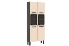 Paneleiro de Cozinha Estilo 7039 c/ 6 Portas (2 c/ Vidro) 80cm - Bertolini - Cor - Cinza/Grafite
