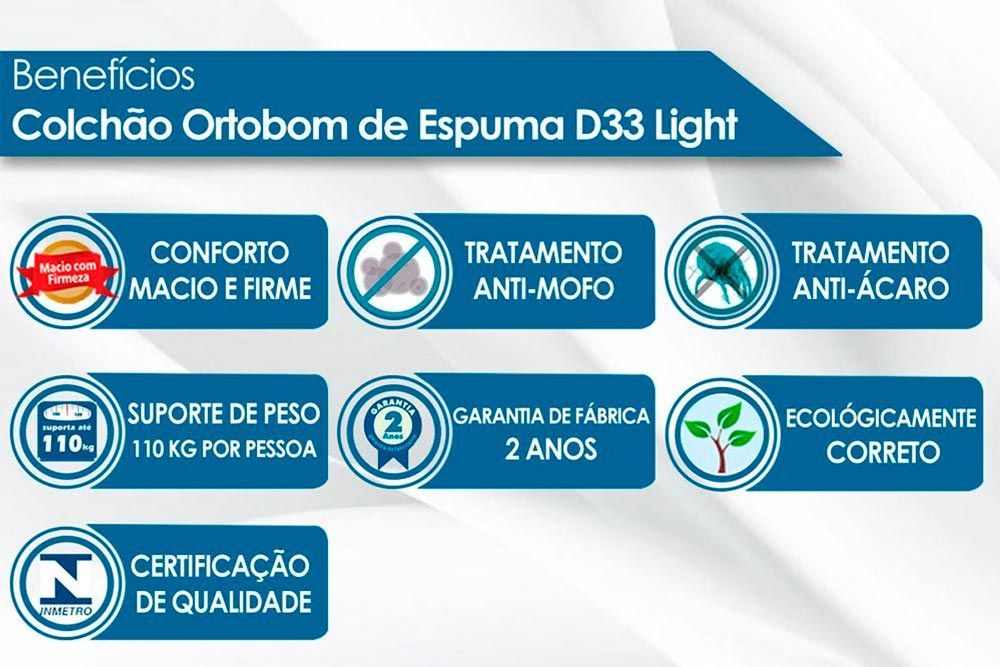 Cama Box: Colchão Espuma D33 Ortobom Light Saúde + Base CRC Suede Cinza