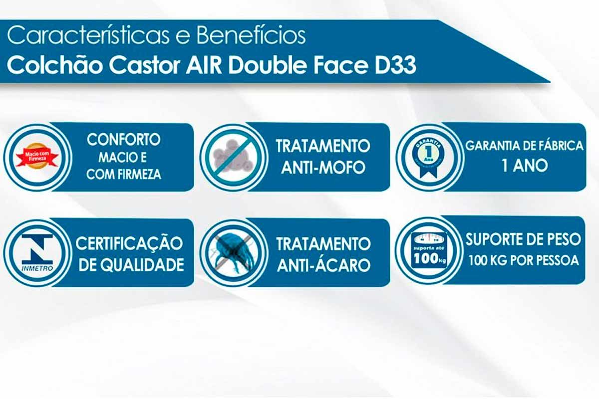 Conjunto Baú+Auxiliar+Colchão Castor D33 Black White Air