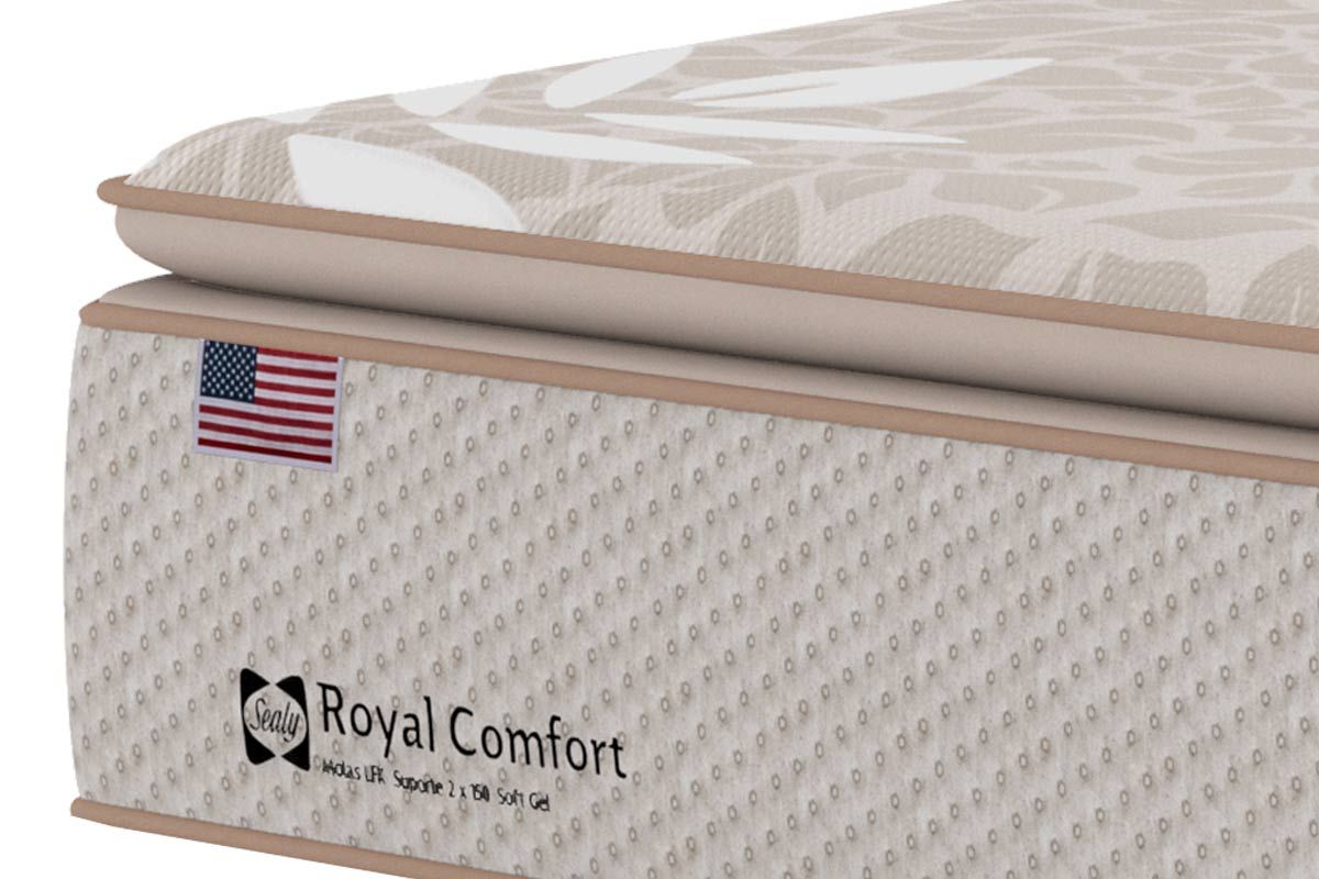 Cama Box+Auxiliar+Colchão Sealy Posturepedic Royal Comfort