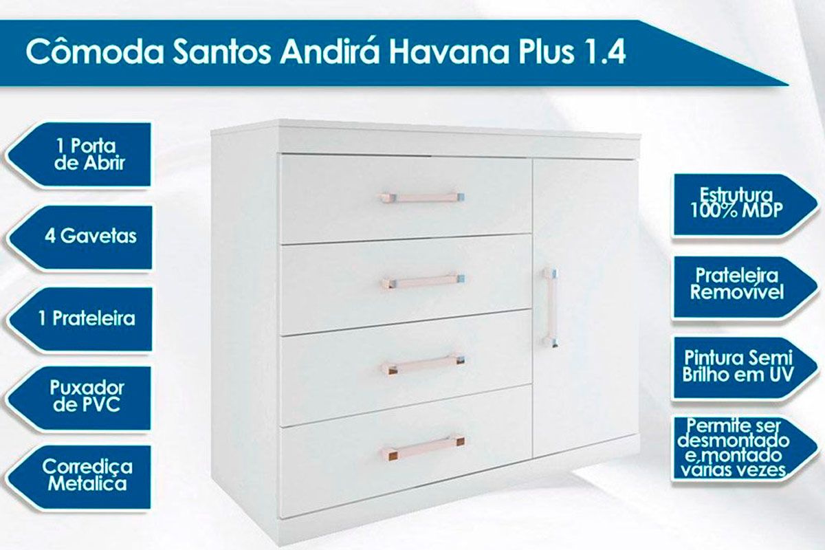 Quarto Solteiro Santos Andirá Click Teen/Havana Plus QC88