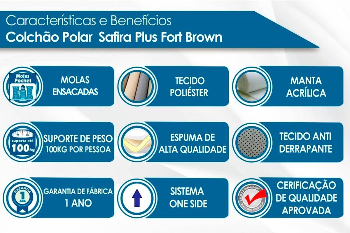 Conjunto Colchão Polar Ensacadas MasterPocket Safira Plus Brown+Cama Box