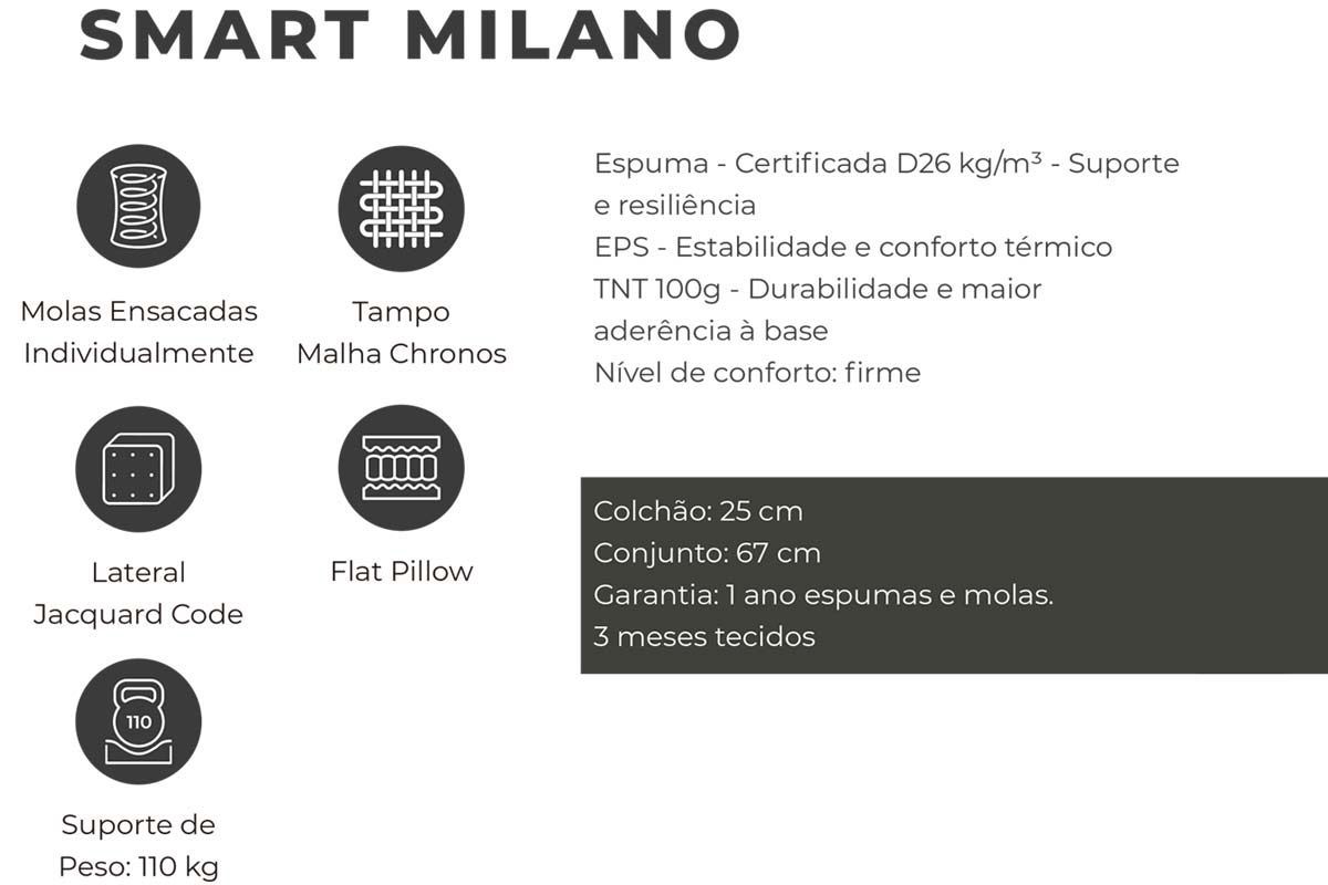 Conjunto-Colchão Plumatex Molas Ensacadas MasterPocket Milano+Cama Box Baú