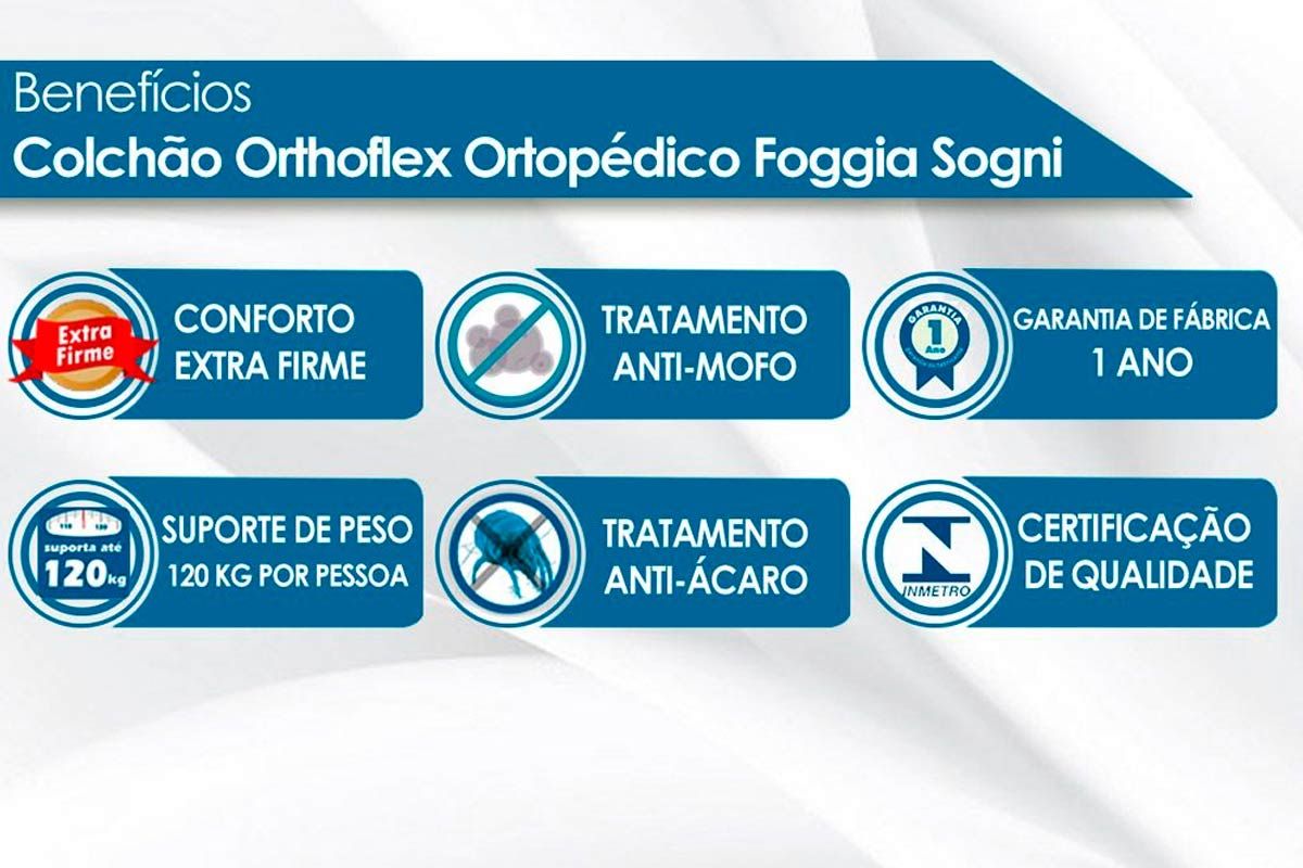 Cama Box Baú: Colchão Ortopédico Orthoflex Foggia Sogni Unic Face + Base CRC Courano White