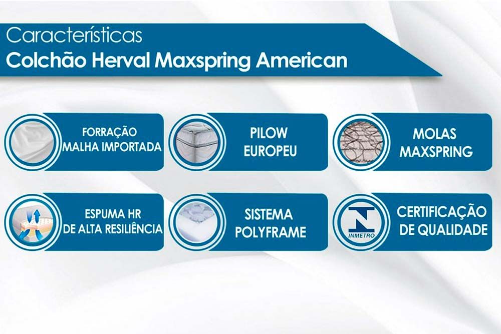Conjunto-Colchão Herval Molas Maxspring American+Cama Baú