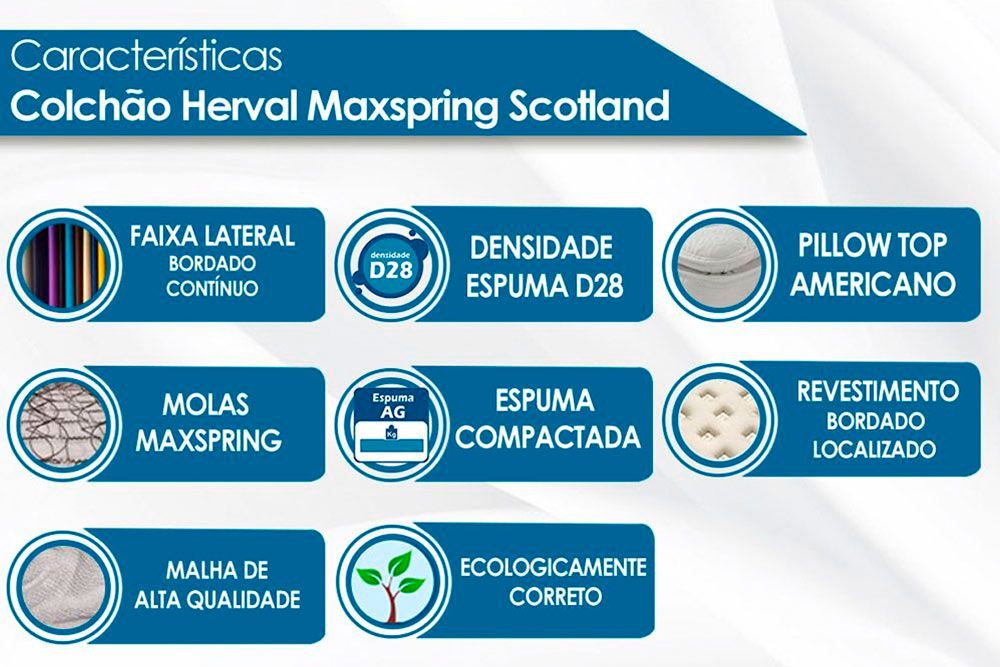Conjunto-Colchão Herval Molas Maxspring Scotland+Cama Box