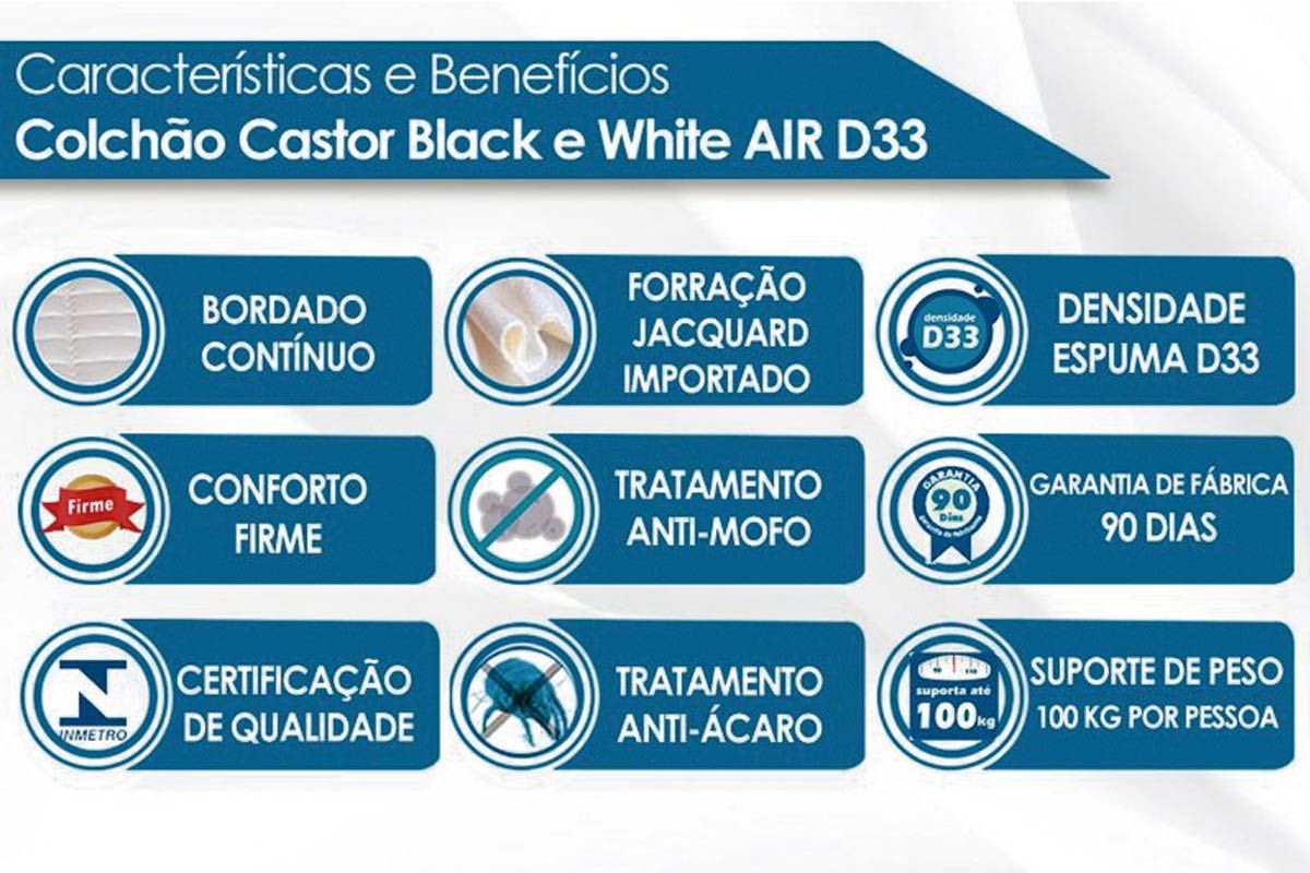 Conjunto-Colchão Castor D33 Black e White AIR+Cama Box