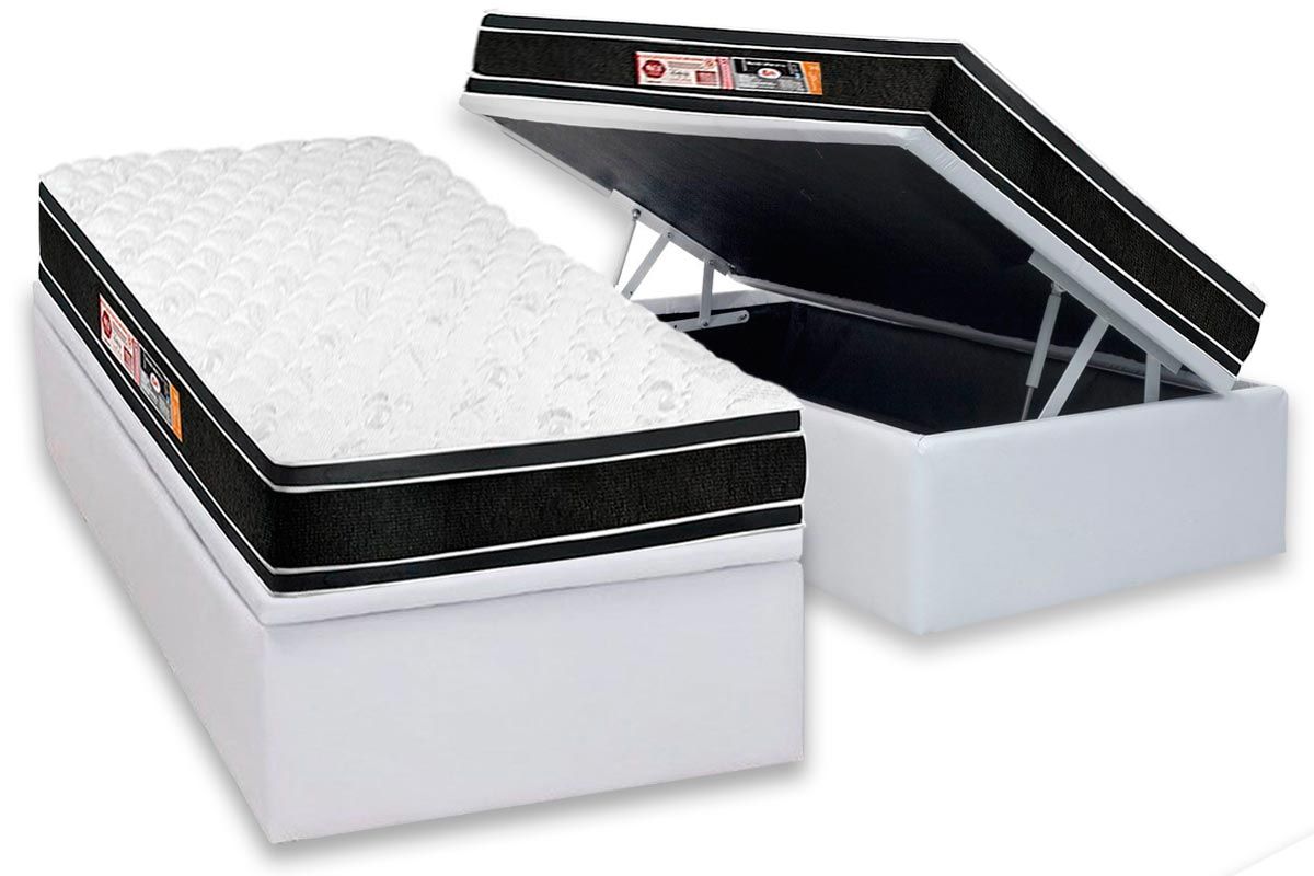 Conjunto-Colchão Castor D33 Black e White AIR+Cama Box Baú