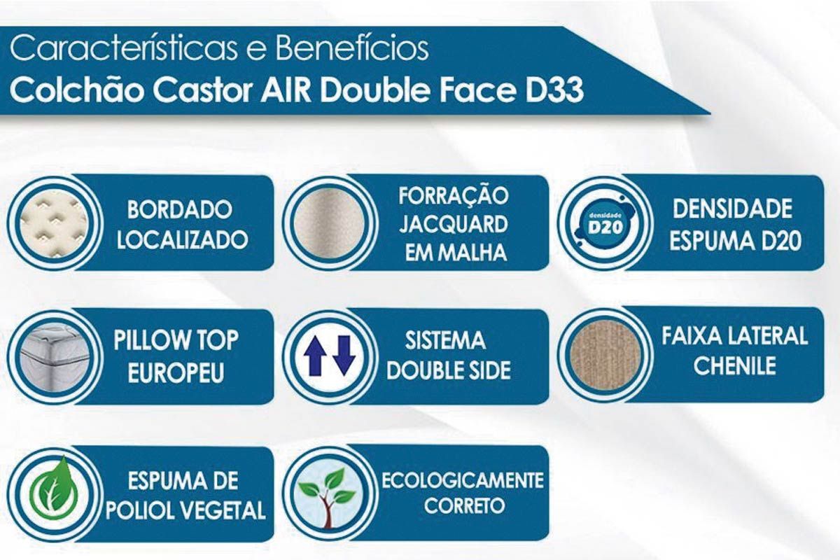 Conjunto-Colchão Castor D33 Black e White AIR 25cm+Cama Baú