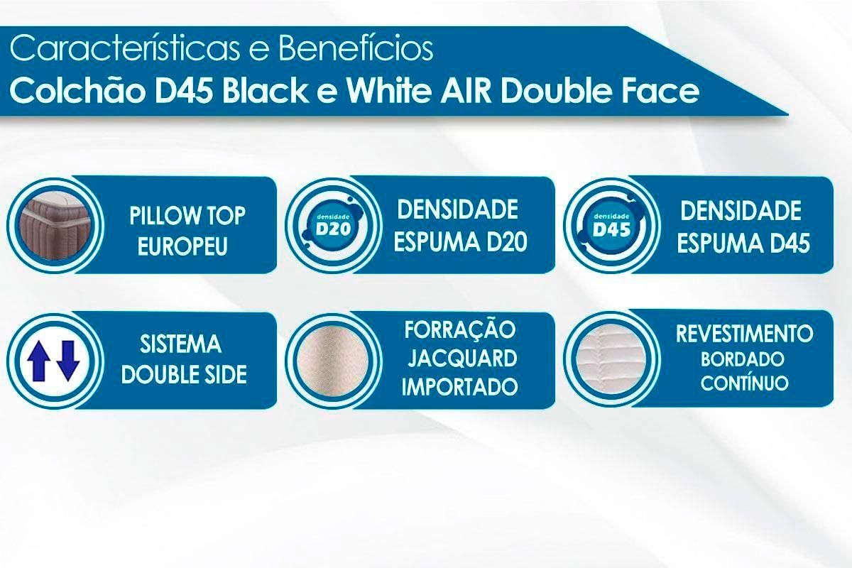 Conjunto-Colchão Castor D45 Black e White AIR DF+Cama Box
