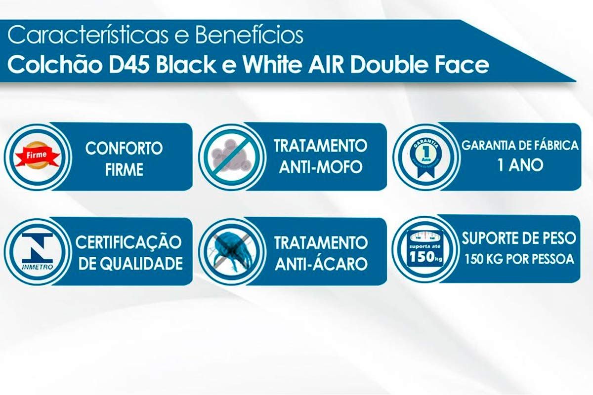 Conjunto-Colchão Castor D45 Black e White AIR DF+Cama Baú