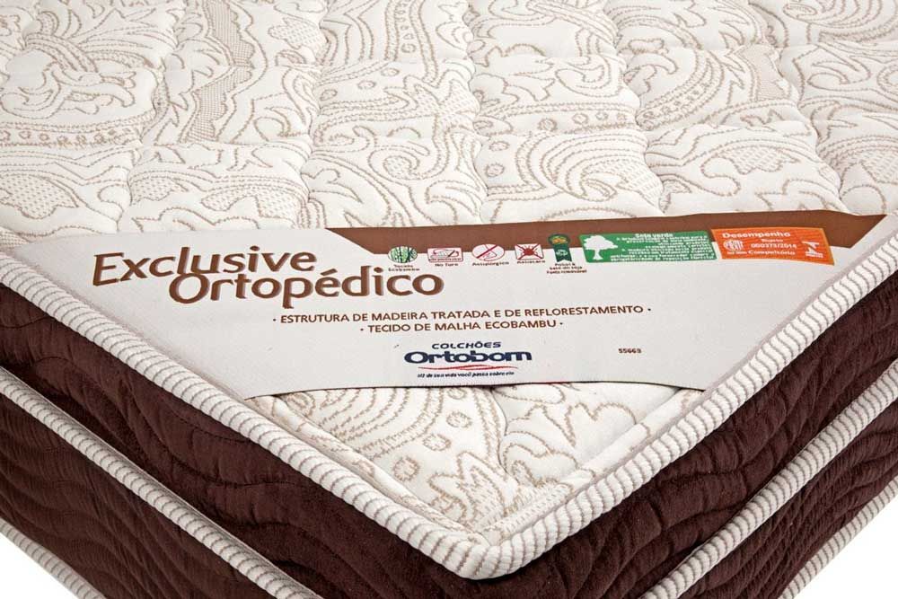 Cama Box: Colchão Ortopédico Ortobom Exclusive OrtoPillow + Base CRC Courano White