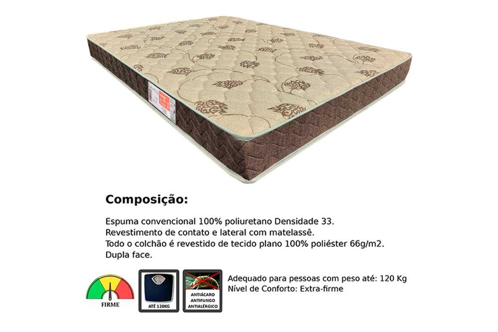 Cama Box: Colchão Espuma D33 Orthoflex Comfortpedic Line + Base CRC Suede Clean