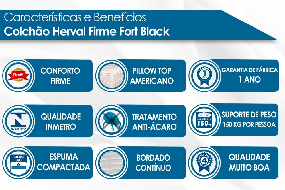 Conjunto-Colchão Herval Ortopédica Fort Black+Cama Baú