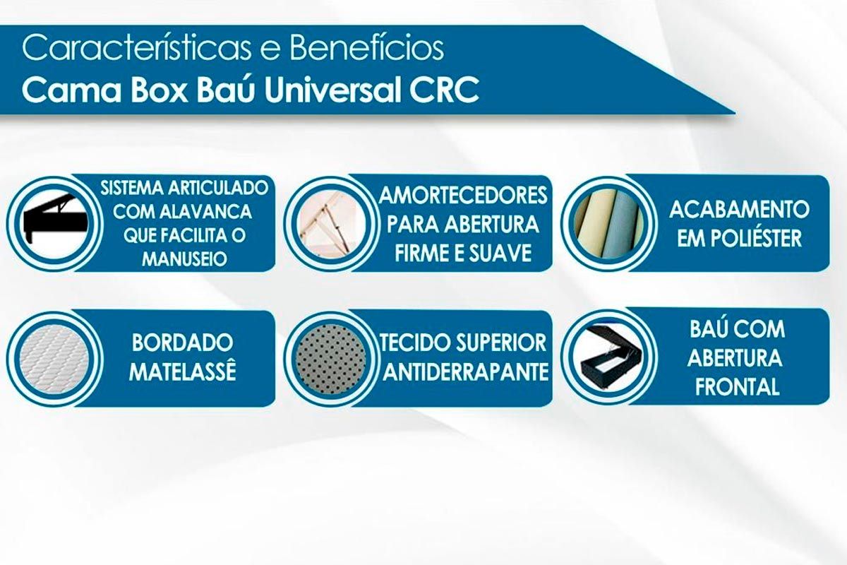 Conjunto Box Baú - Colchão Molas Ensacadas Anjos Classic Cinza+Cama Box Baú CRC Camurça Cinza