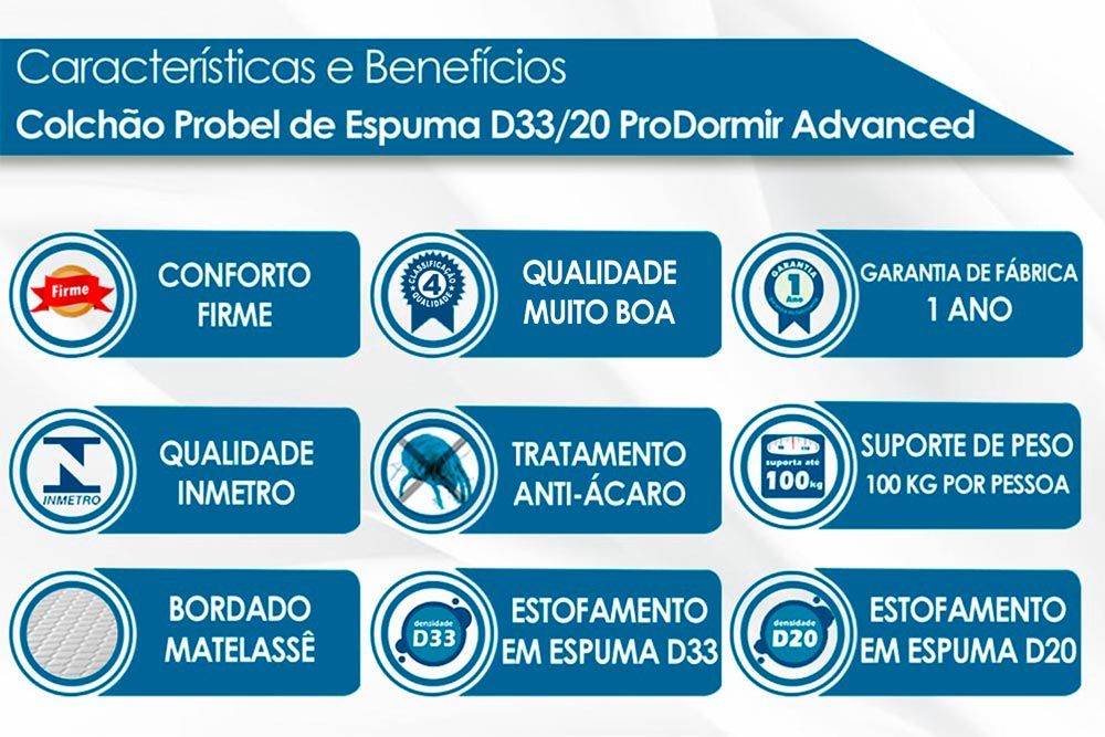 Cama Box: Colchão Espuma D33 Probel Guarda Costas Premium Extra Firme + Base CRC Suede Black