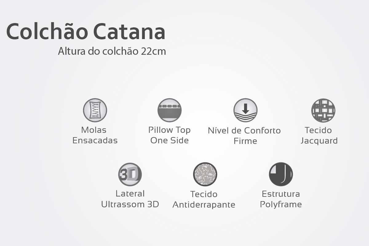 Colchão Herval Molas Ensacadas MasterPocket Catana+Cama Box CRC Gray