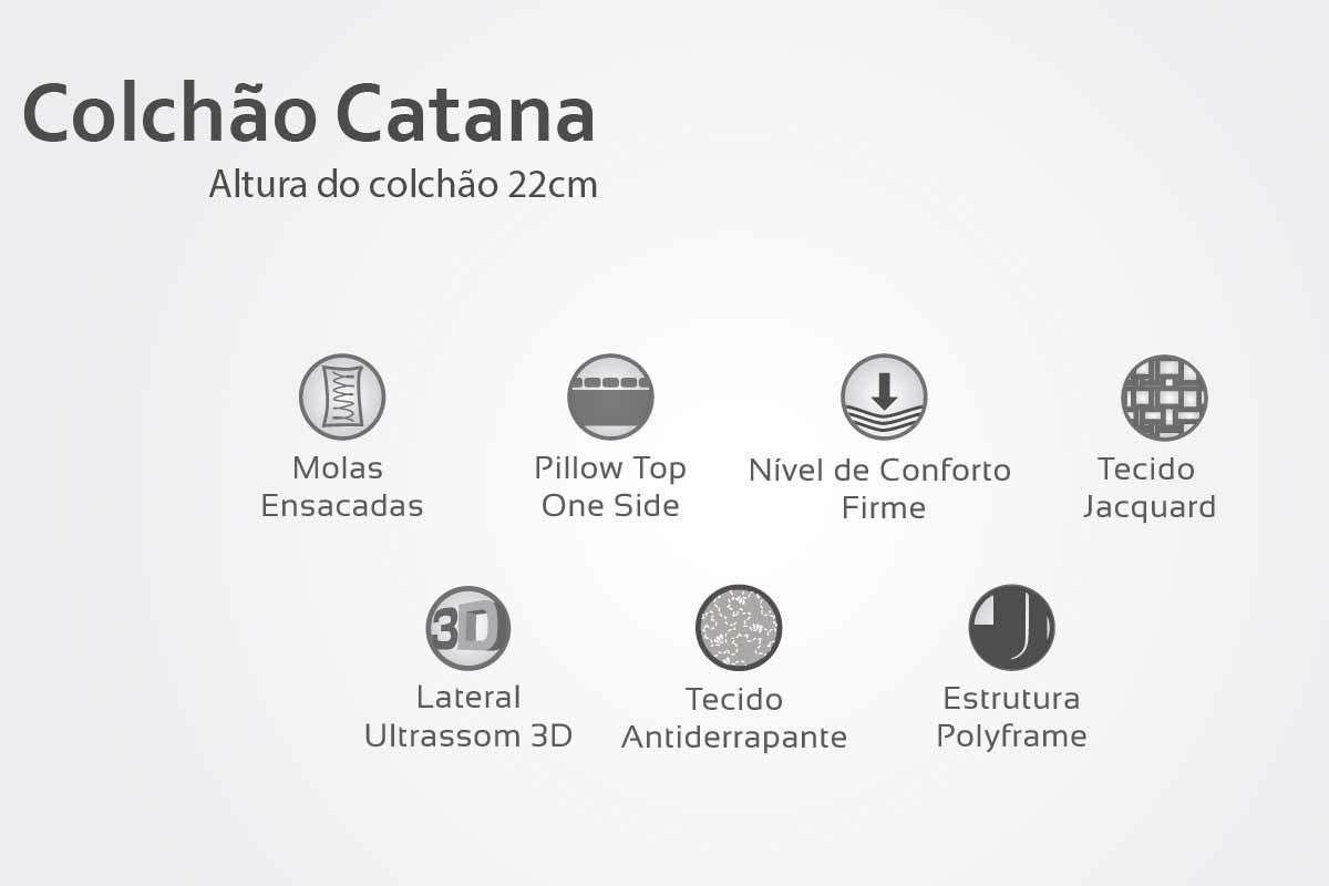 Colchão Herval Molas Ensacadas MasterPocket Catana+Cama Box Baú CRC Gray