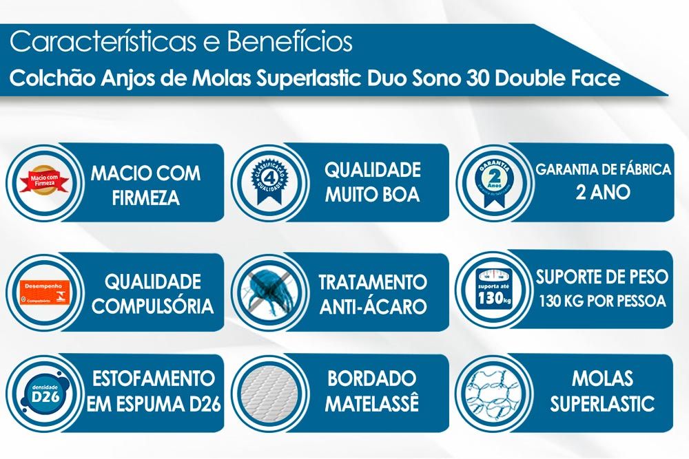 Cama Box: Colchão Molas Anjos Superlastic Duo Sono + Base CRC Courano Brown