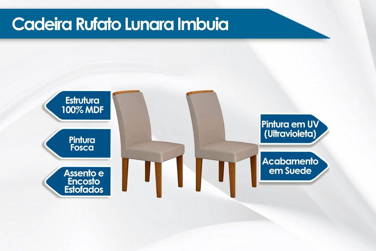 Cadeira Sala de Jantar Lunara Kit 8 Un - Rufato