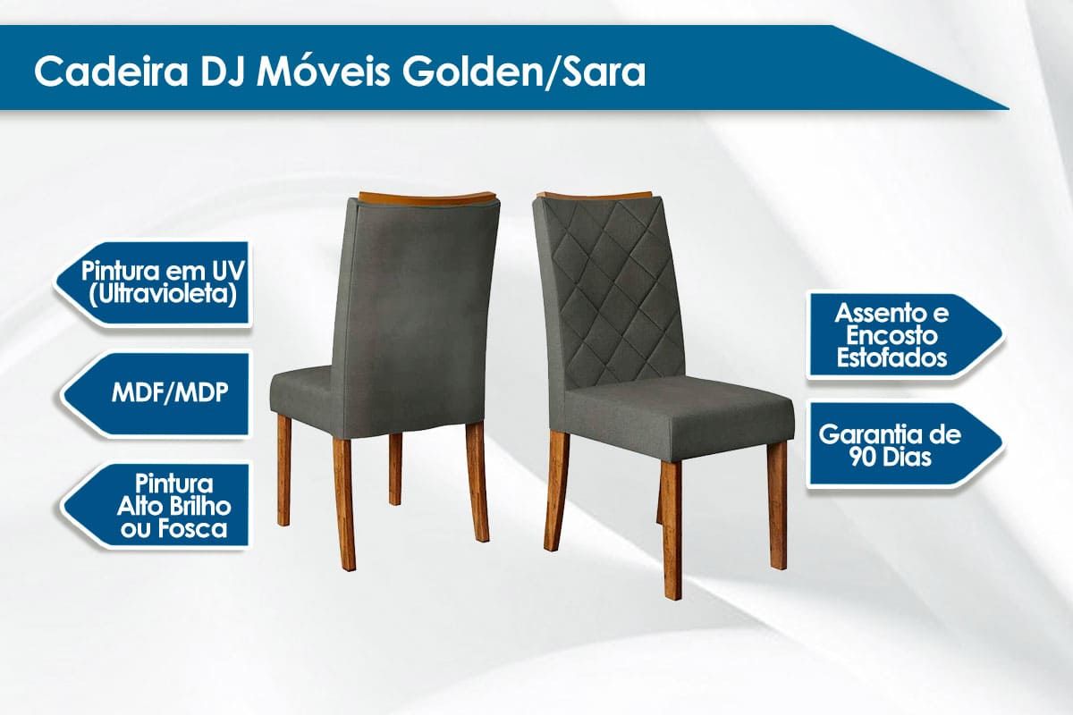Cadeira Sala de Jantar Golden Kit 4 Un - DJ Móveis
