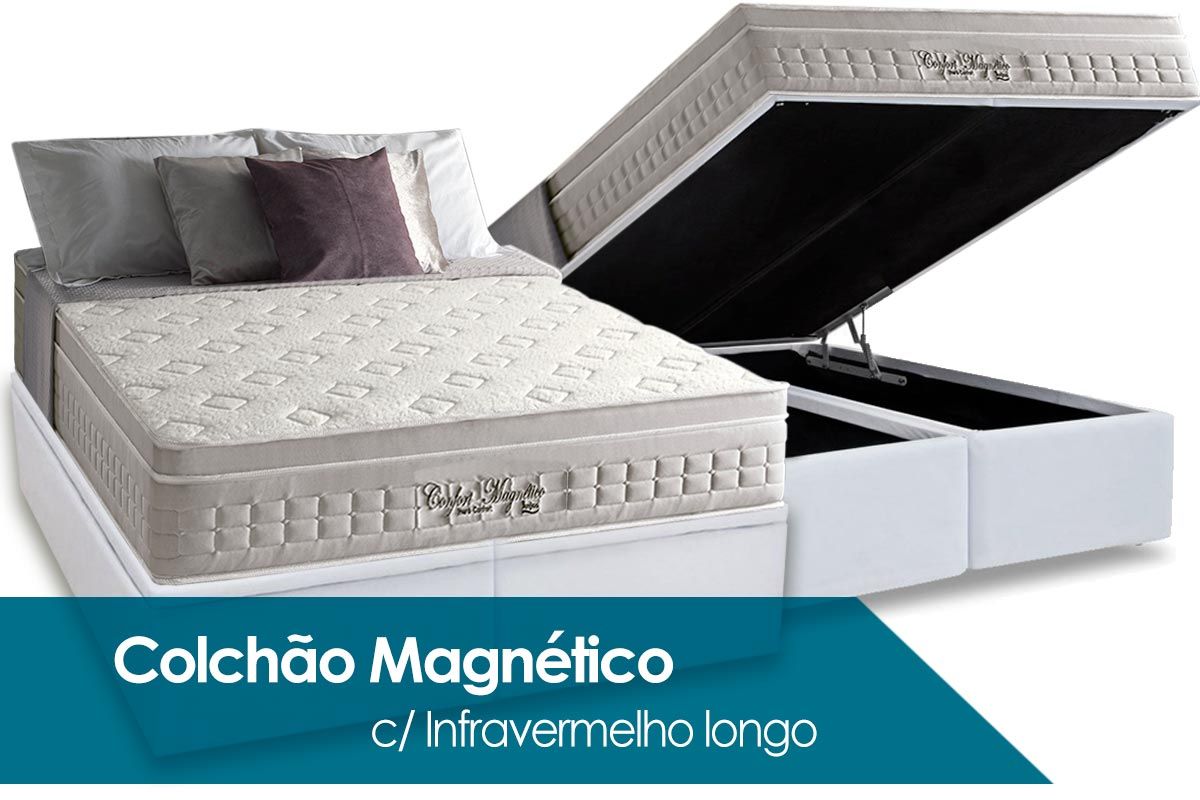 Conjunto Box: Colchão Anjos Confort Magnético  c/  + Cama Box Baú Courano Bianco
