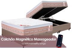 Cama Box Baú: Colchão c/Vibro Massagem Castor   Magnético Premium + Base CRC Courano Clean