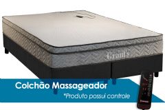 Cama Box: Colchão c/Vibro Massagem Paropas D45 Grants  + Base CRC Suede Gray