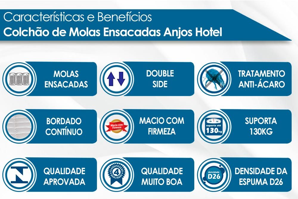 Conjunto Baú-Colchão Ensacadas MasterPocket Anjos Hotel Double Face+Cama Box