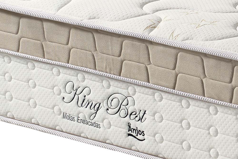 Conjunto Box - Colchão Anjos de Molas Ensacadas King Best + Cama Box Universal CRC Courano Branco