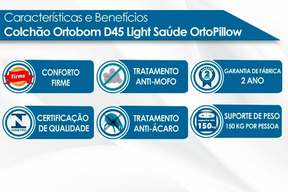 Conjunto Colchão Ortobom Espuma D45 Light Ortopilow+Cama Box